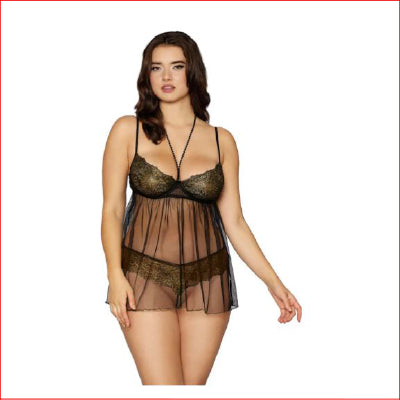 Babydoll Lace & Sheer & Crotchless G-String
