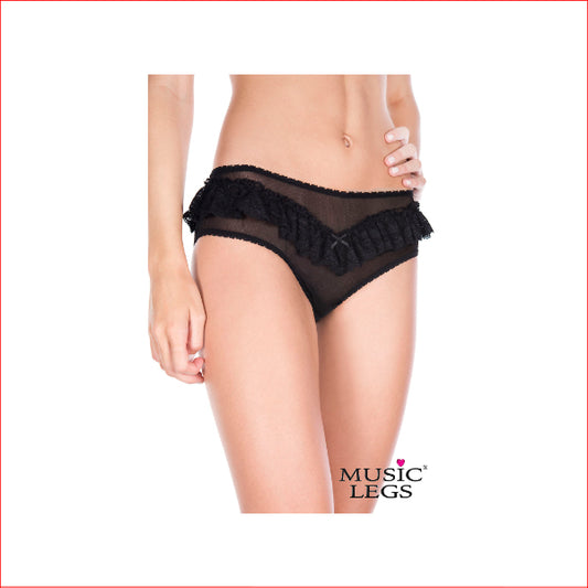Crotchless Mesh Panty Ruffle Panel S/M