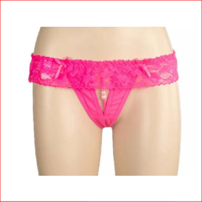Crutchless Pearl G-String Hot Pink O/S