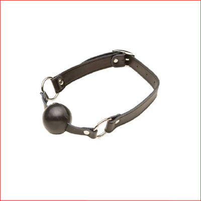 Leather Gag Rubber Ball Black
