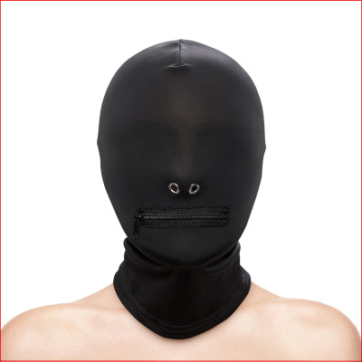 Fetish & Fashion - Zippered Mouth Hood Black