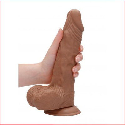 RealRock 9" Dildo 23cm w Balls Brown