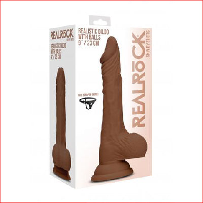 RealRock 9" Dildo 23cm w Balls Brown
