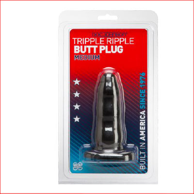 Tripple Ripple Butt Plug Black Medium