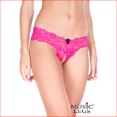 Crotchless Lace Panty S/M Hot Pink