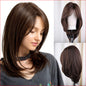Wig Shoulder Length Brown Wig with Bangs