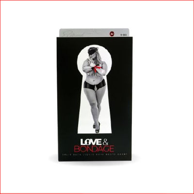 Love & Bondage Split Back Liquid Onyx Crothless Booty Short 3pce Set