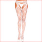 Bow Lace Suspender Hose White