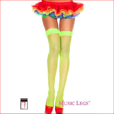 4900 Fishnet Thigh High Neon Green