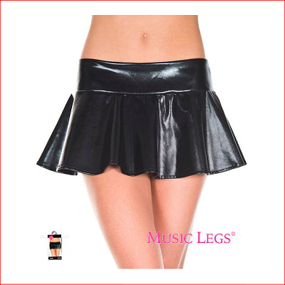 Wet Look Wavy Skirt OS