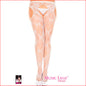 Bow Lace Suspender Hose PLUS White