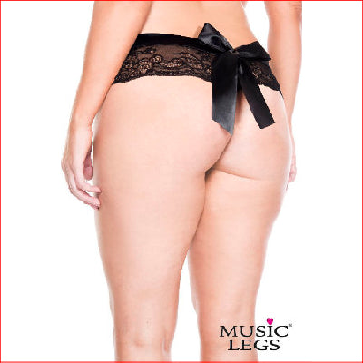 10001Q Back Bow Crotchless Black 1X/2X