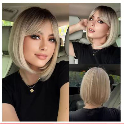 Wig Short Blonde with Dark Roots