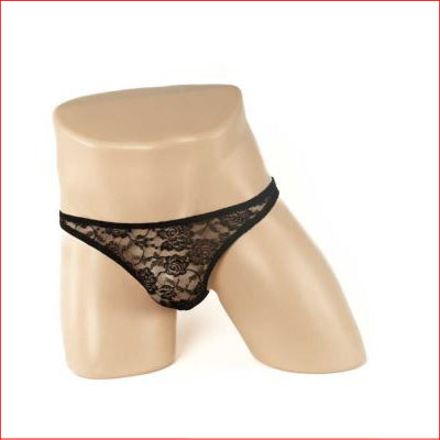 210 Mens Lace G-String Black