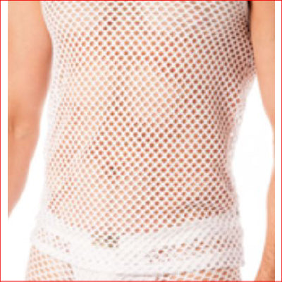 2310 Mens Mesh Singlet White Large