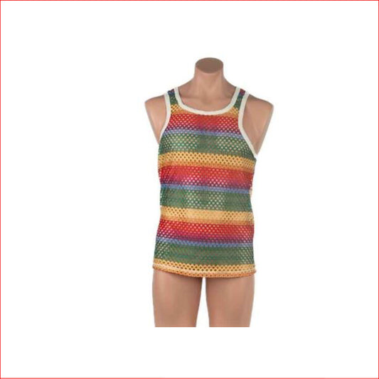 2313 Men's Rainbow Mesh Singlet L