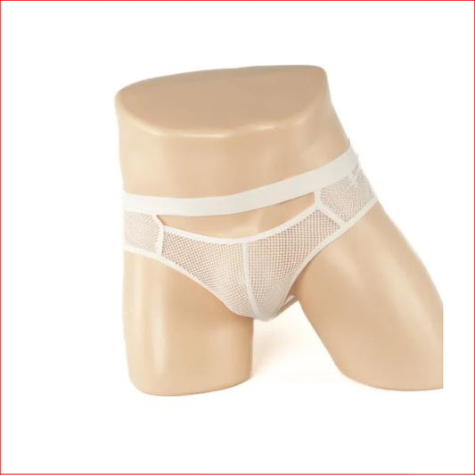 232 Mens Mesh JockStrap White Medium