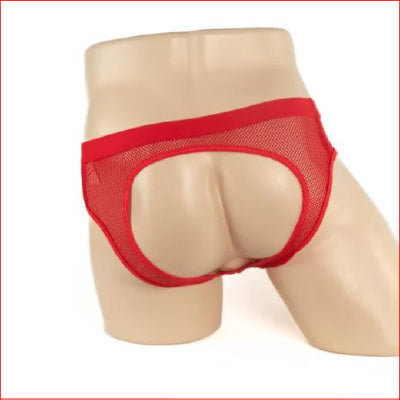 234 Mens Mesh Bumless Brief Red Large