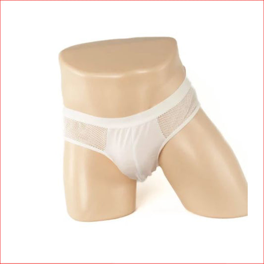 234 Mens Mesh Bumless Brief White Medium