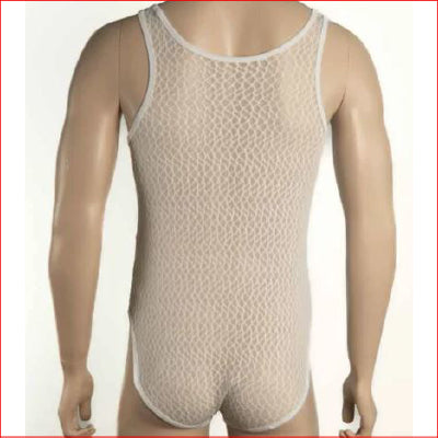 255 Mens Mesh Bodysuit White Medium