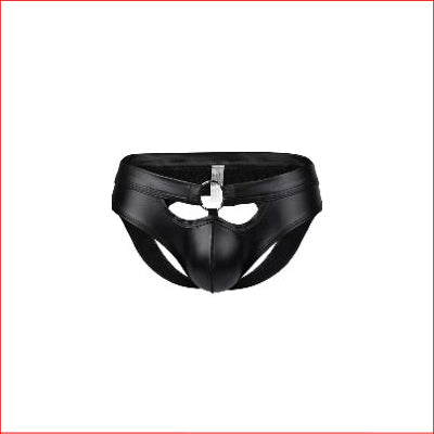 256 Mens Leather Look Jockstrap Black M