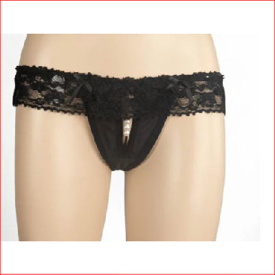 Crutchless Pearl G-String Black O/S
