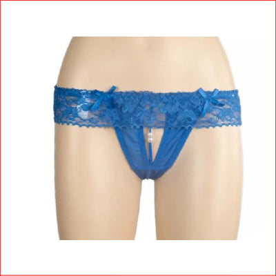Crutchless Pearl G-String Blue O/S