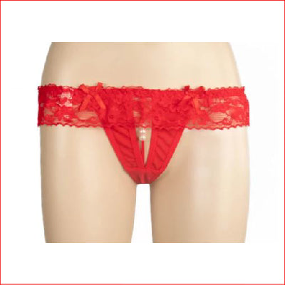 Crutchless Pearl G-String Red O/S