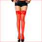 Satin Bow Sheer Thigh High Red
