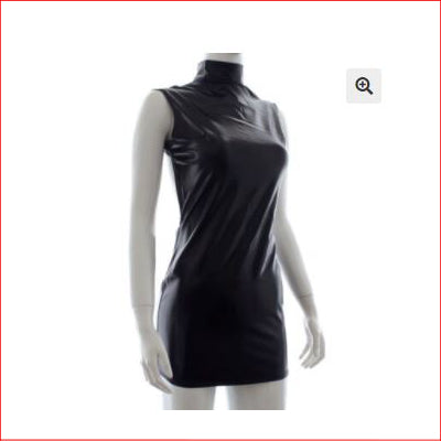 4240 Halterneck Wetlook Dress Black OS