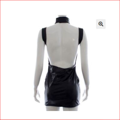 4240 Halterneck Wetlook Dress Black OS