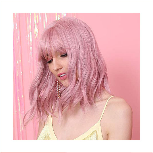 Wig Medium Pink with Bangs