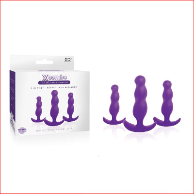 X Combo Butt Plug 3 pc Set Purple