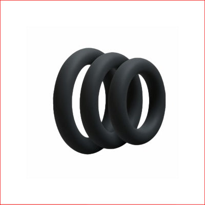 3pk Black Thick Rings 30,35 & 40mm
