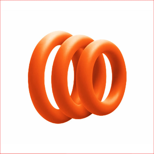 3pk Orange Thick Rings 30,35 & 40mm