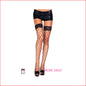 4925 Lace Top Fence Net Black Thigh High