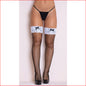 Fishnet Thigh High Black with White Lace