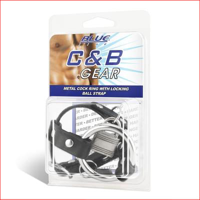 Blue Line Metal Cock Ring with Locking B