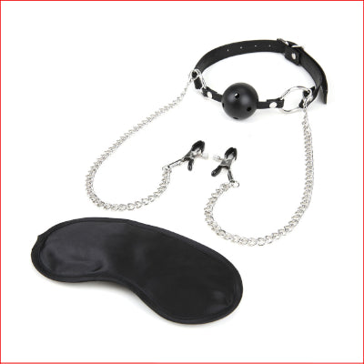 Lux Fetish Breathable Ball Gag Nip Clamp