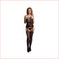 Bodystocking Suspender Rhinestone Black