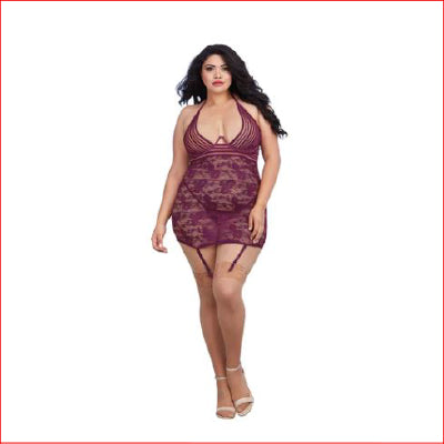 Dreamgirl Stretch Lace Garter Slip PLUS