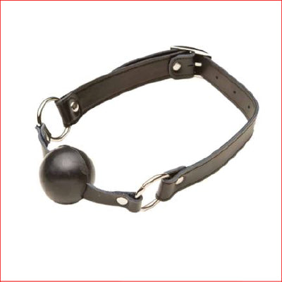 Leather Gag Rubber Ball Black
