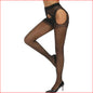 Cut Out Crotchless Sheer Pantyhose Black
