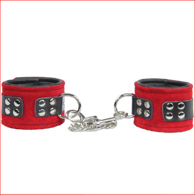 Wristcuffs Suede Chain Red