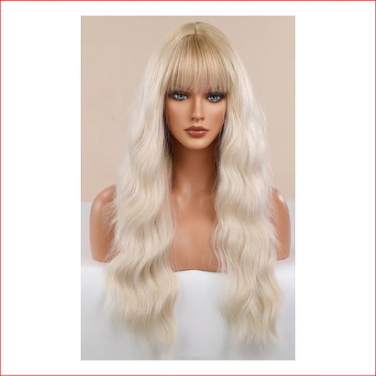 Wig X-Long Wavy Blonde with Fringe