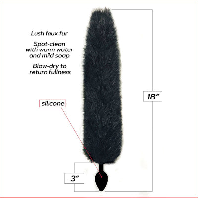 Foxy Fox Tail Silicone Butt Plug Black
