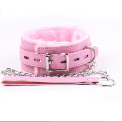 Collar & Lead Fluffy Pink