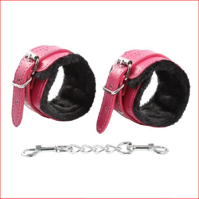 Wrist Cuffs PVC Hot Pink & Black