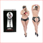 Love & Bondage Split Back Liquid Onyx Crothless Booty Short 3pce Set