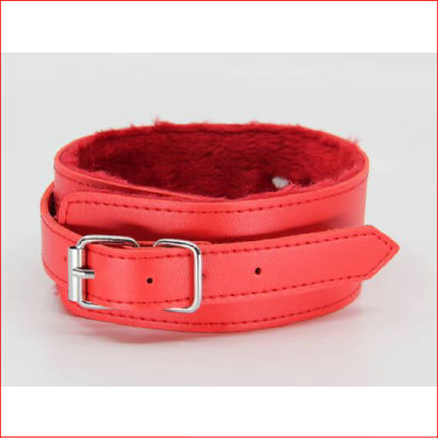 BB Fur Lined Leg Cuffs Red
